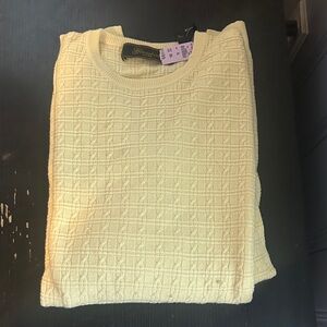Henne Soft Yellow Textured Crew Neck Sweater